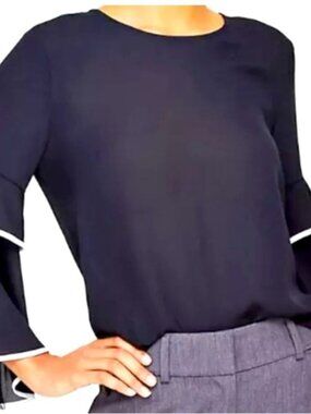 Loft Outlet Black and White long Peasant Sleeve top